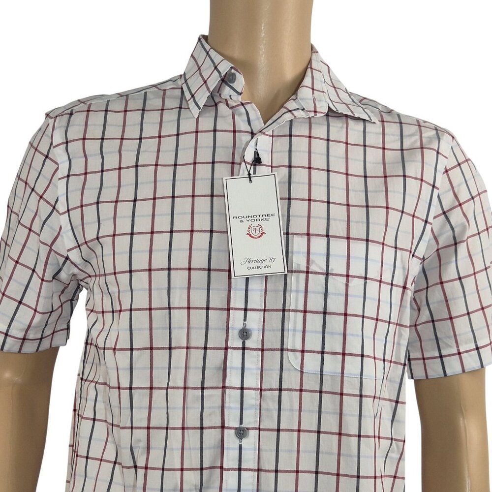 Roundtree & Yorke Men's Short Sleeve Heritage Collection Shirt Size S Cotton  56